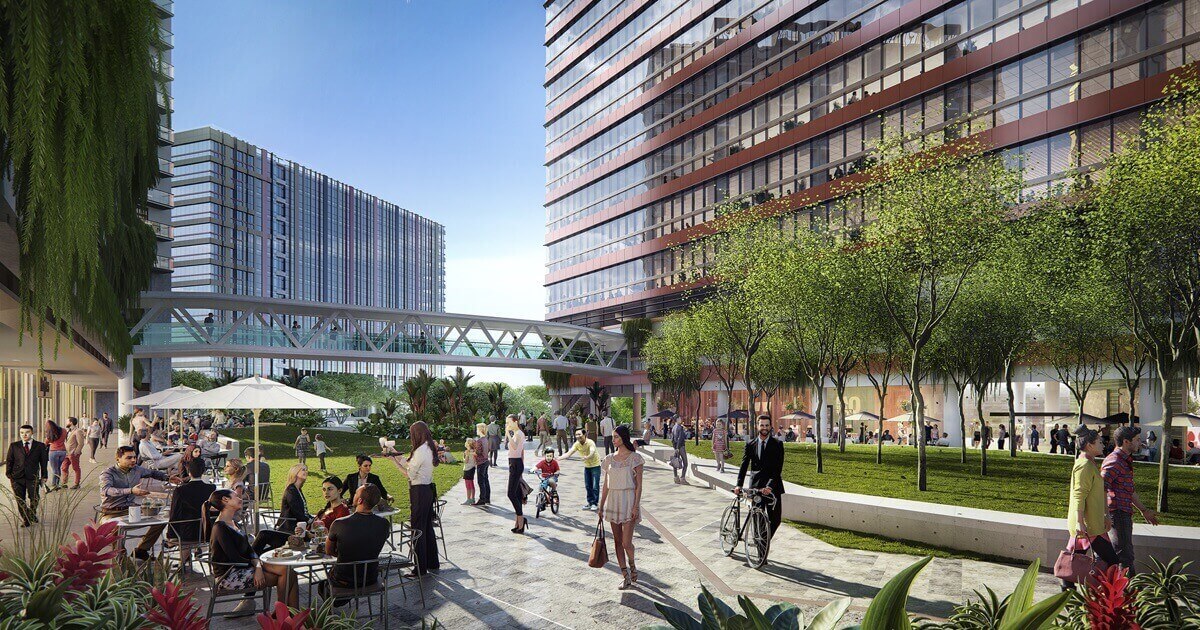 Artist's impression of Park Place Residences courtyard
