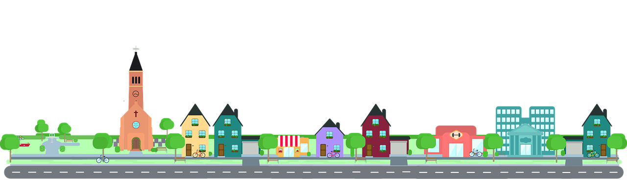 cartoon picture of a town