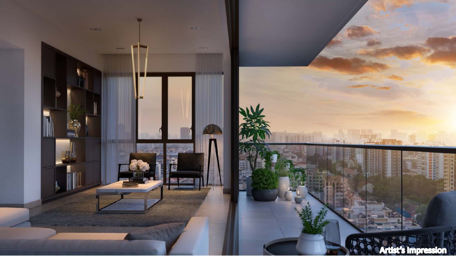 Artist's impression of Park Place Residences living room