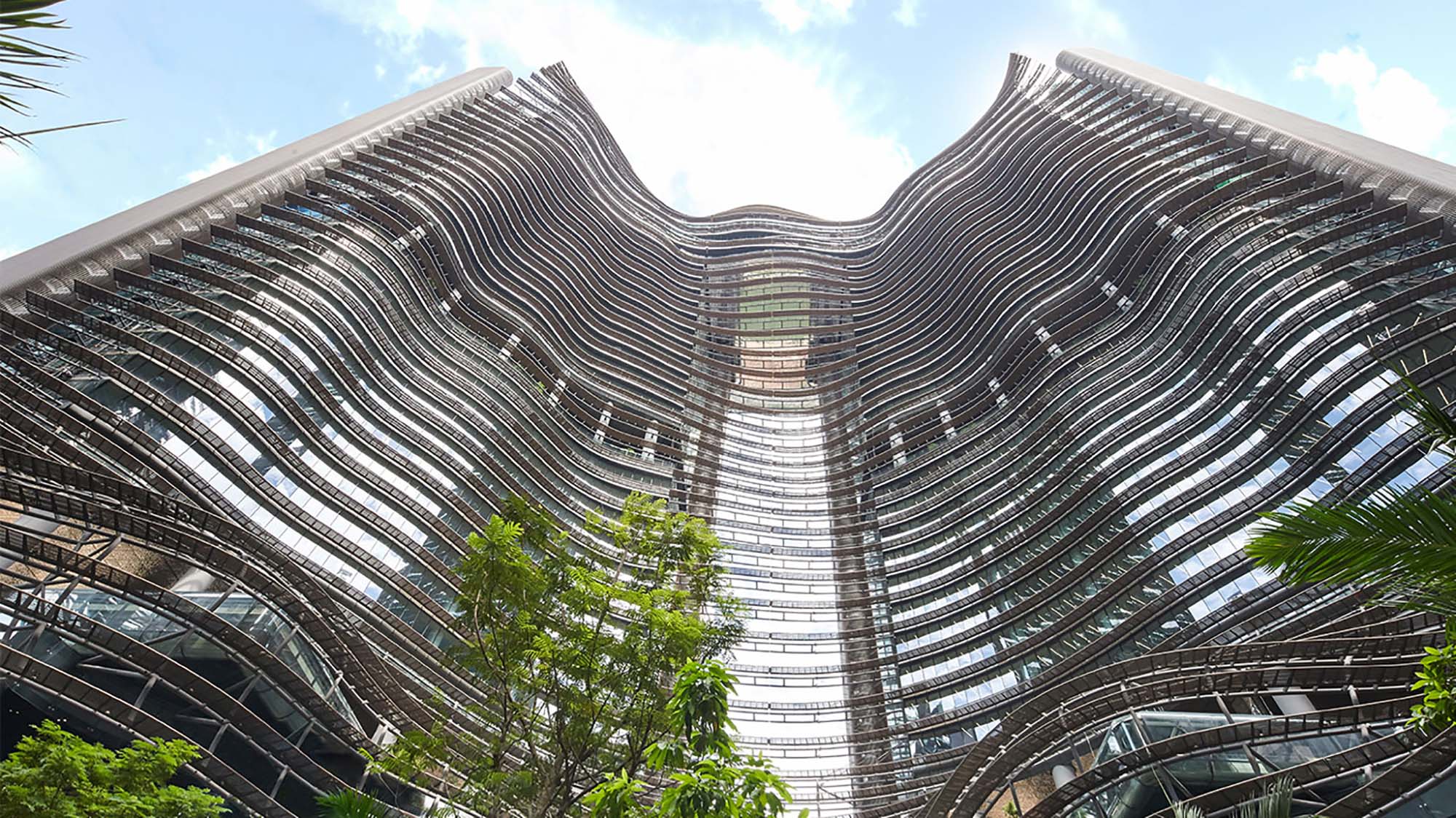 Marina One Residences towering from below
