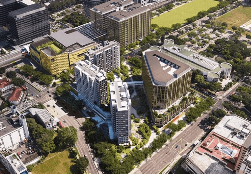 Artist's impression of Park Place Residences at Paya Lebar Quarter (helicopter view)