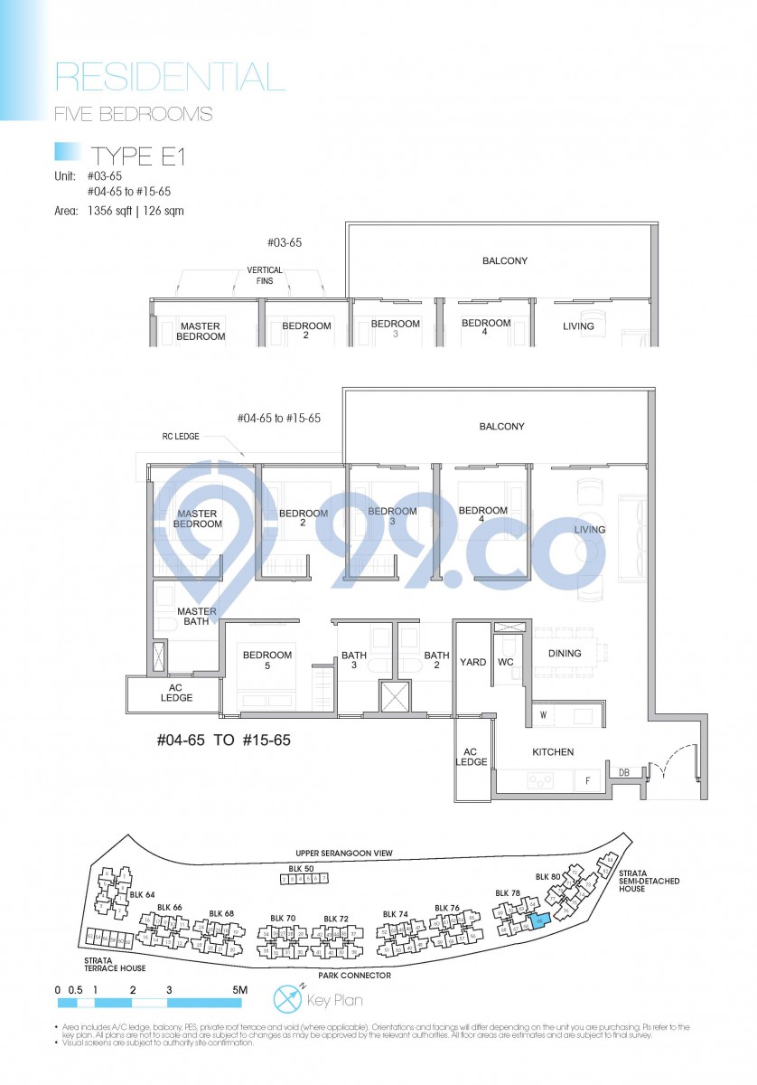 Type E1 - 5-bedroom.1256 sqft | 126 sqm