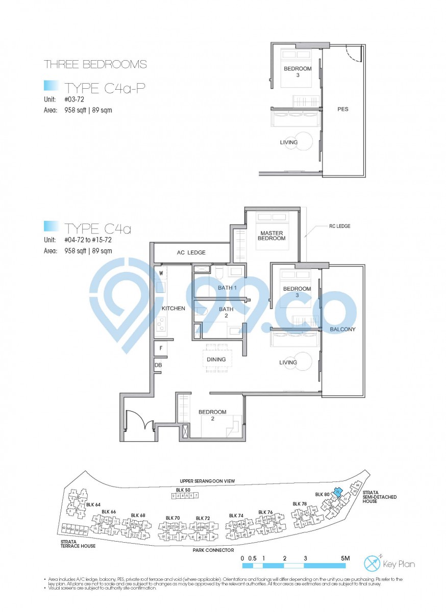 Type C4a - 3-bedroom. 958 sqft | 89 sqm